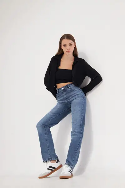 Straight Kadın Kot Pantolon Tint Mavi 1216-201