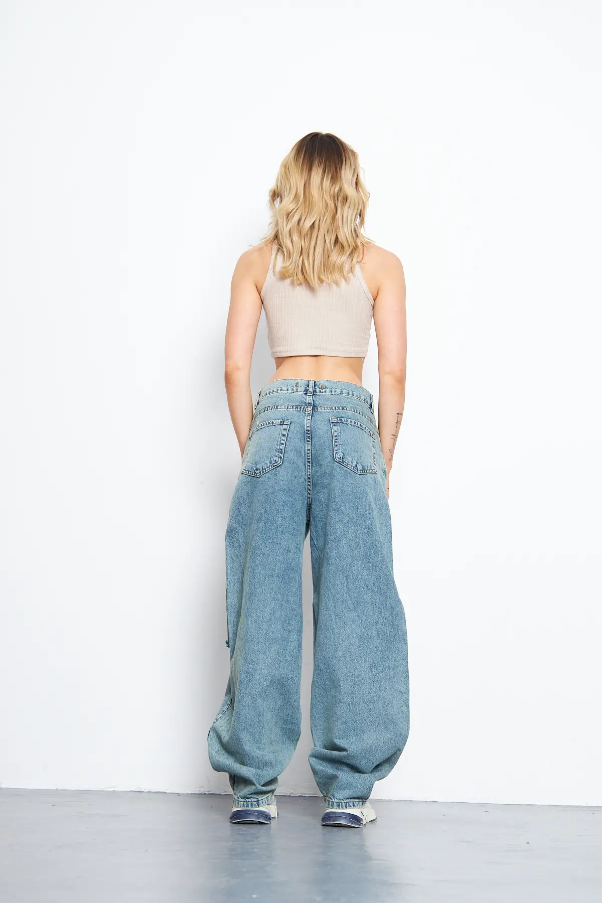 Baggy Kadın Kot Pantolon Tint Mavi Lazerli 1320/11-1295-y