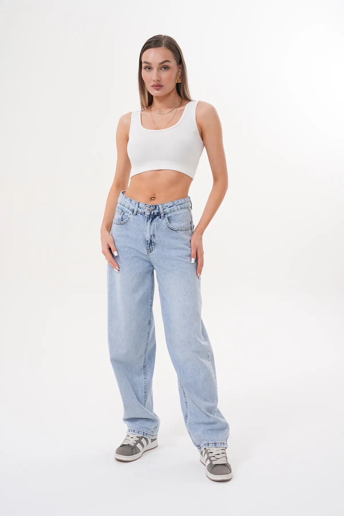 Kadın Baggy Pantolon Buz Mavi 1320-107