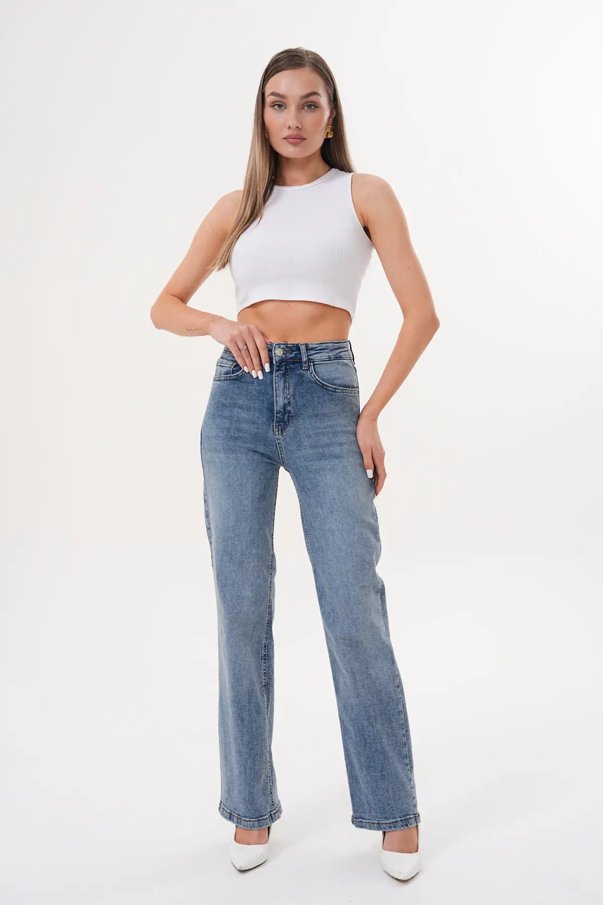 Kadın Wide Leg Pantolon Tint Mavi 1351-106