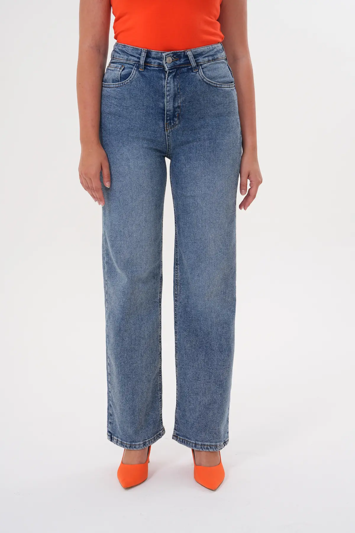 Kadın Palazzo Büyük Beden Pantolon Tint Mavi 1363-106