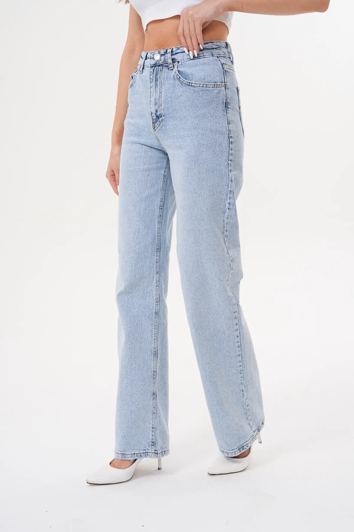 Kadın Palazzo Pantolon Buz Mavi 1342-107