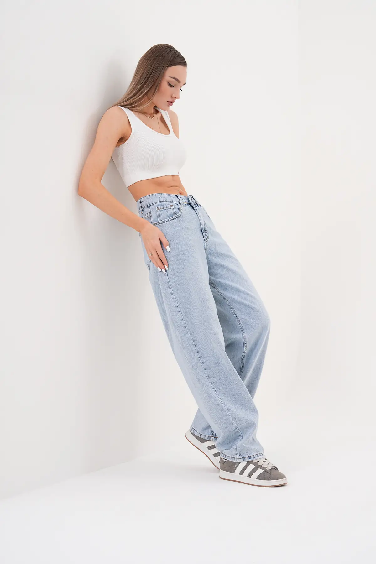 Kadın Baggy Pantolon Buz Mavi 1320-107