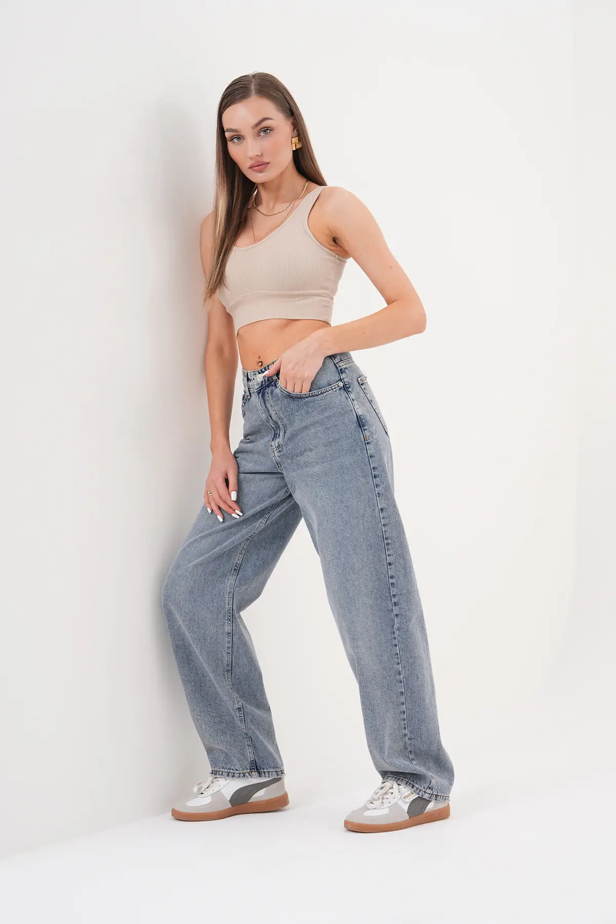 Kadın Baggy Pantolon Tint Mavi 1320-201