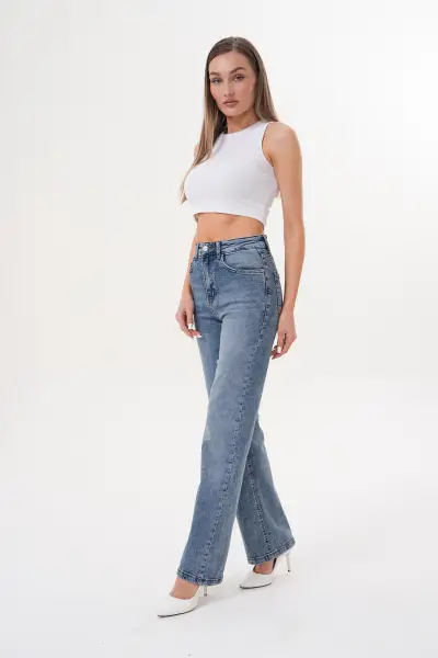 Kadın Wide Leg Pantolon Tint Mavi 1351-106