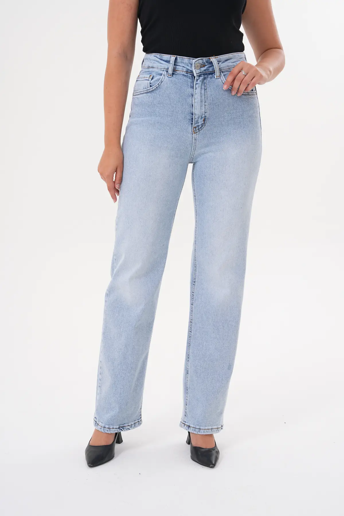 Kadın Palazzo Büyük Beden Pantolon Buz Mavi 1363-107