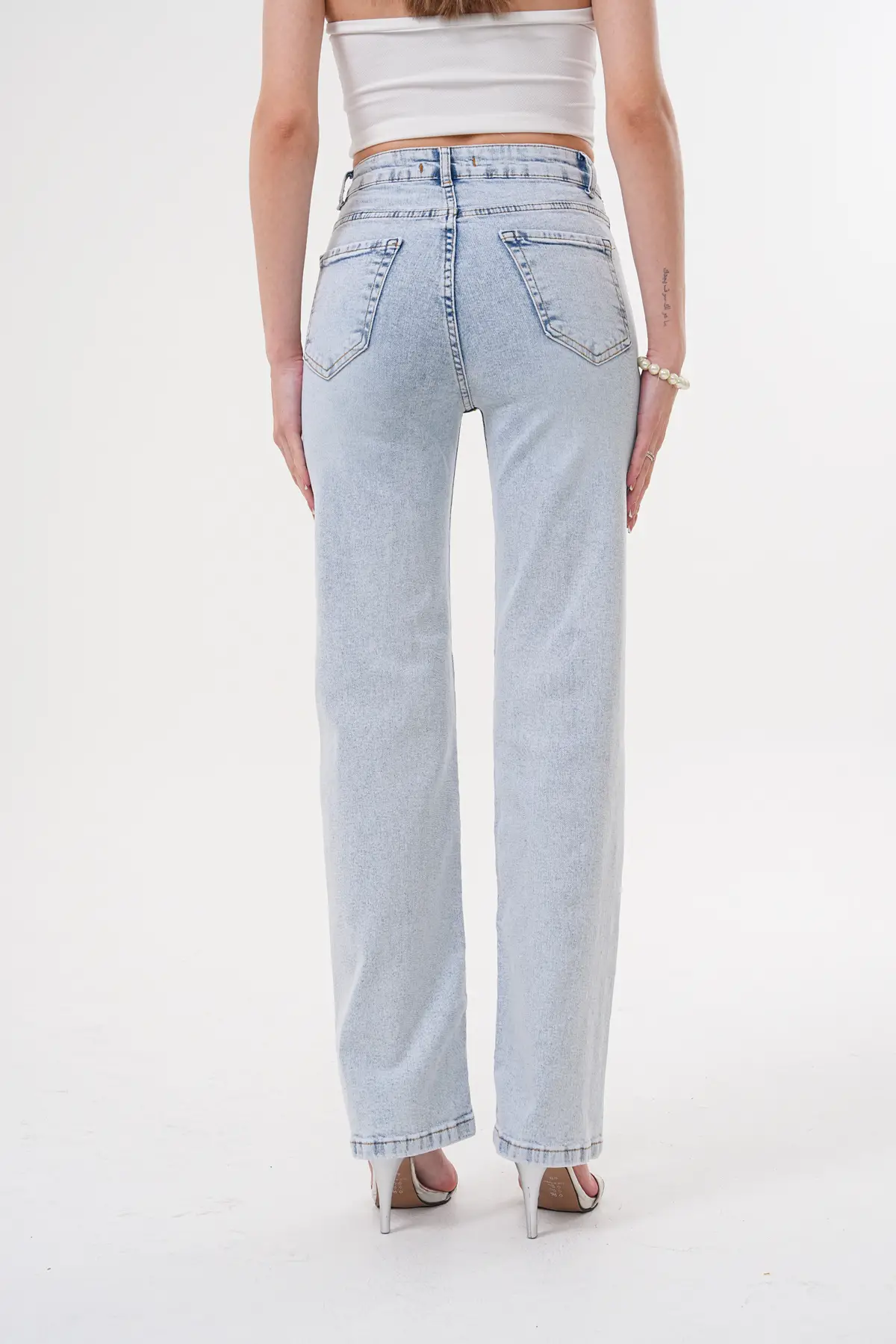 Kadın Wide Leg Pantolon Buz Mavi 1351-108