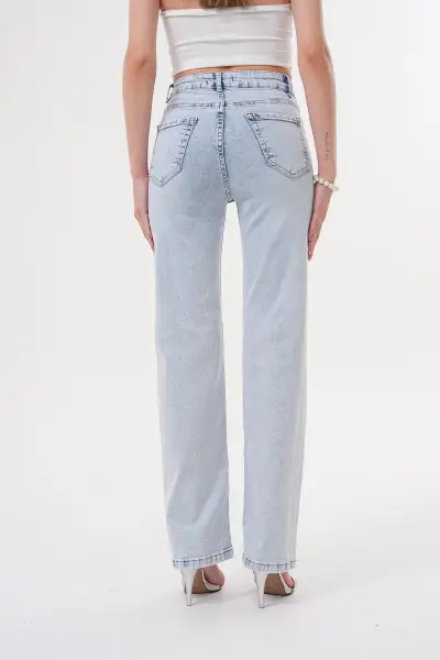 Kadın Wide Leg Pantolon Buz Mavi 1351-108