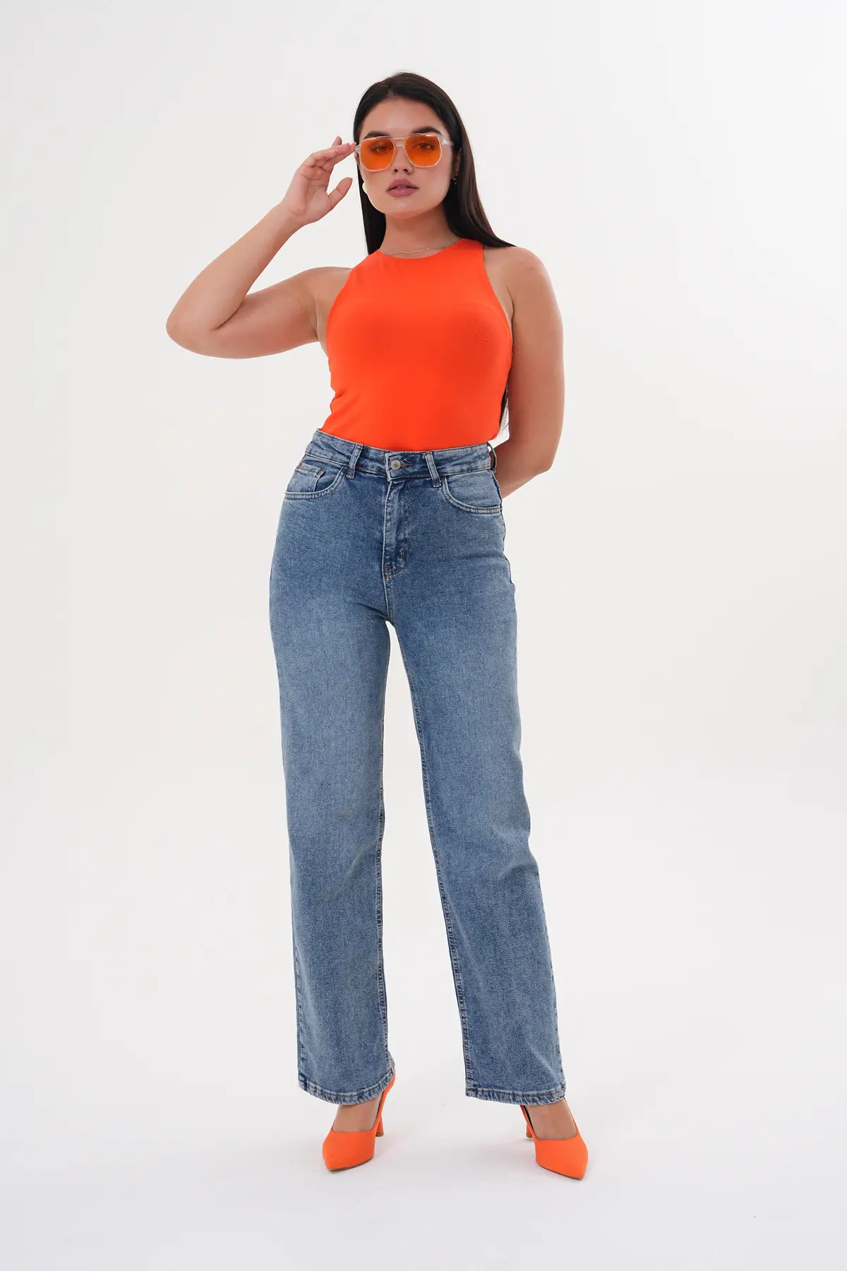 Kadın Palazzo Büyük Beden Pantolon Tint Mavi 1363-106