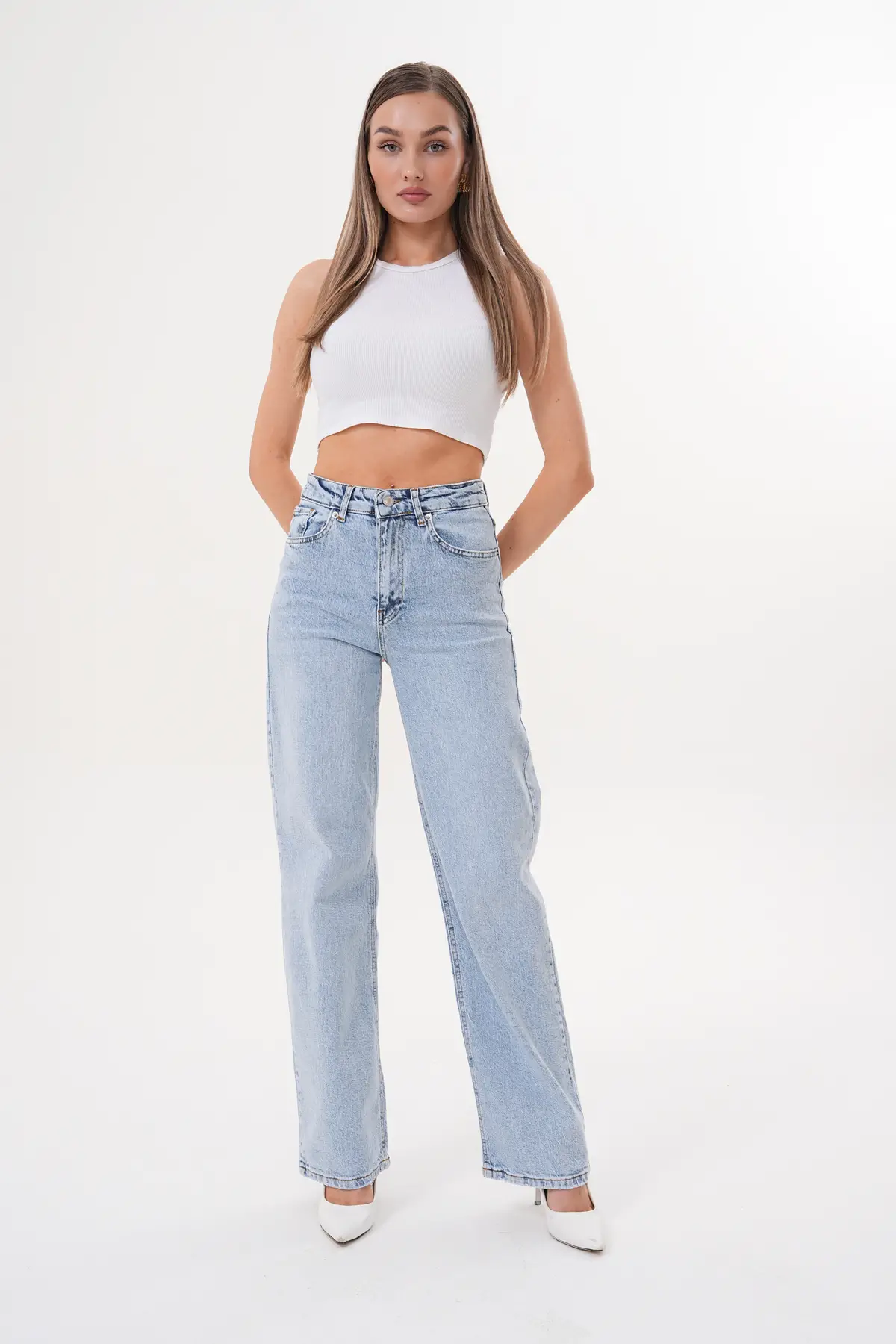 Kadın Palazzo Pantolon Buz Mavi 1342-107