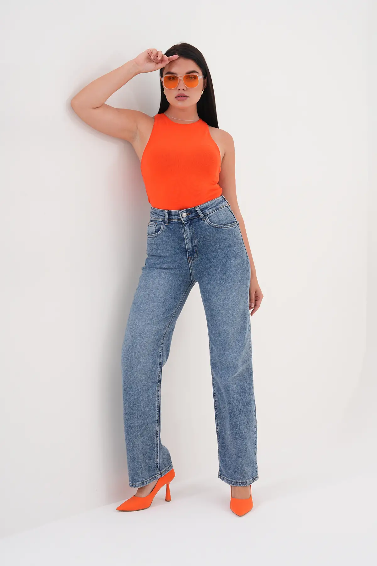 Kadın Palazzo Büyük Beden Pantolon Tint Mavi 1363-106