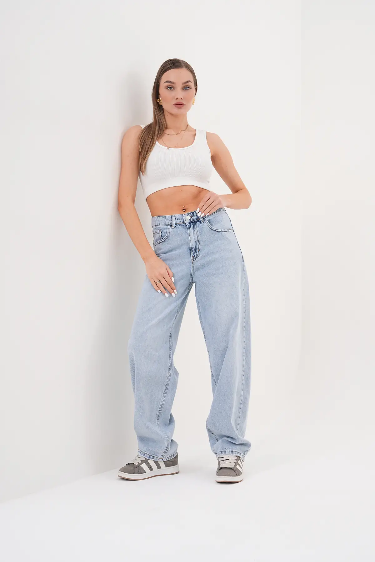 Kadın Baggy Pantolon Buz Mavi 1320-107