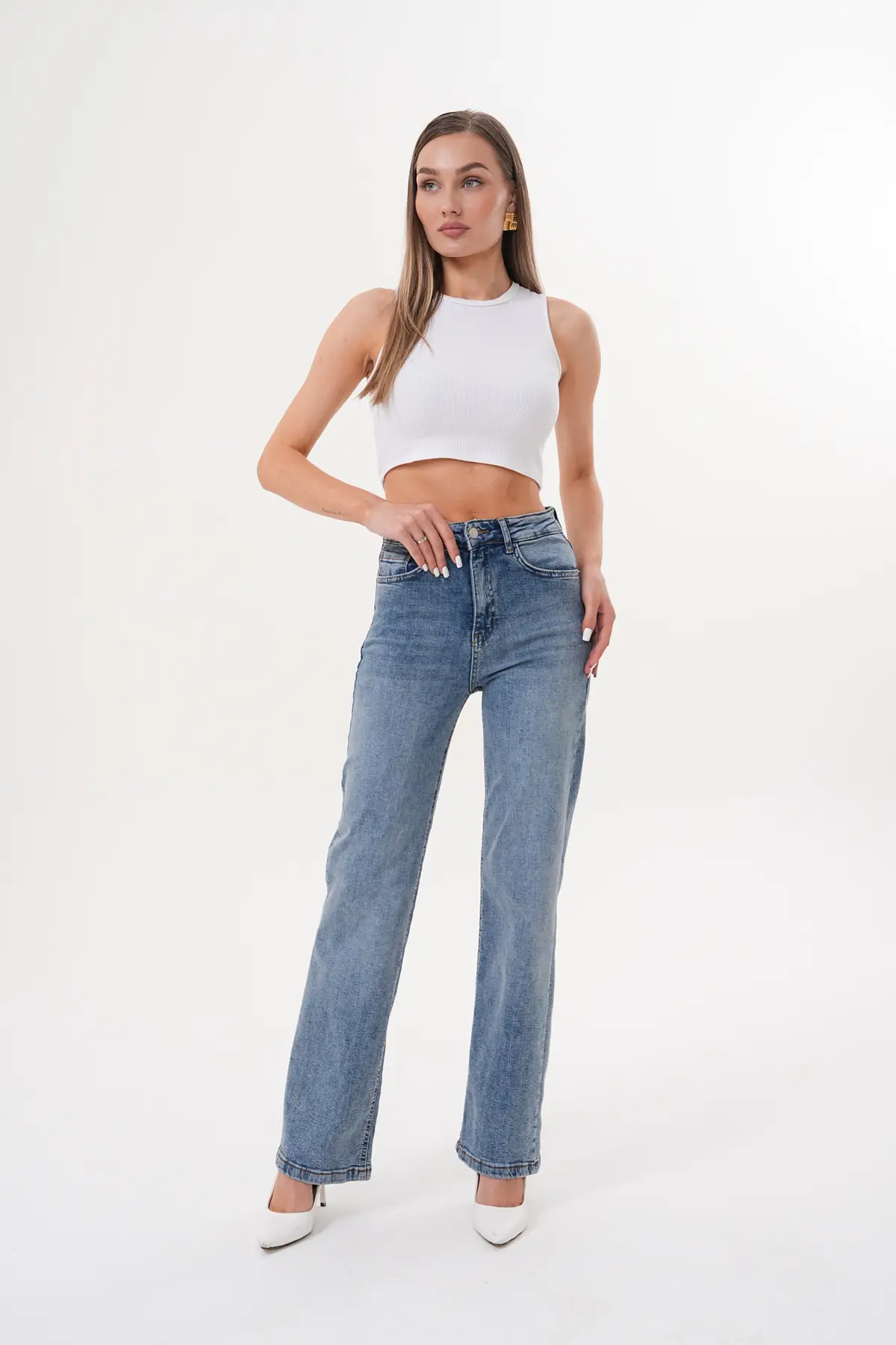 Kadın Wide Leg Pantolon Tint Mavi 1351-106