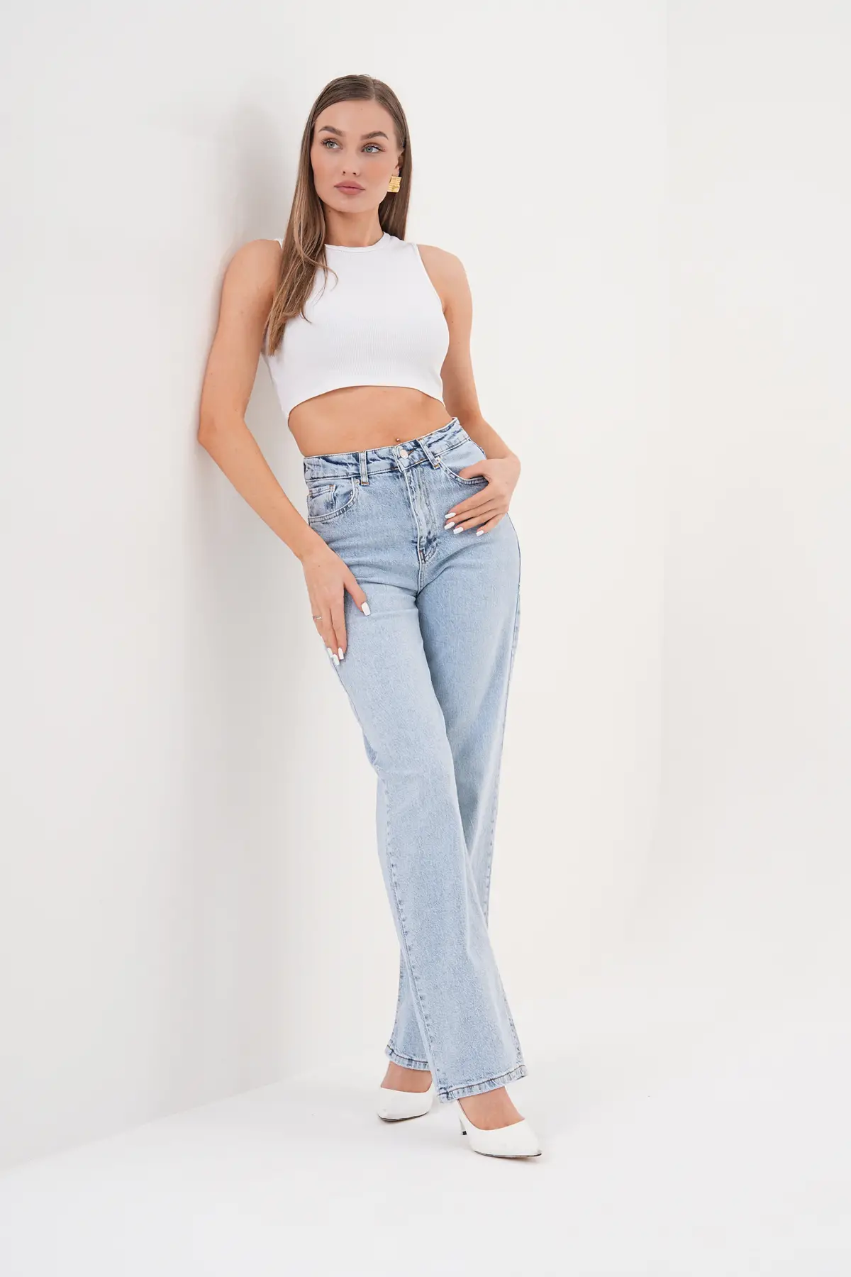 Kadın Palazzo Pantolon Buz Mavi 1342-107