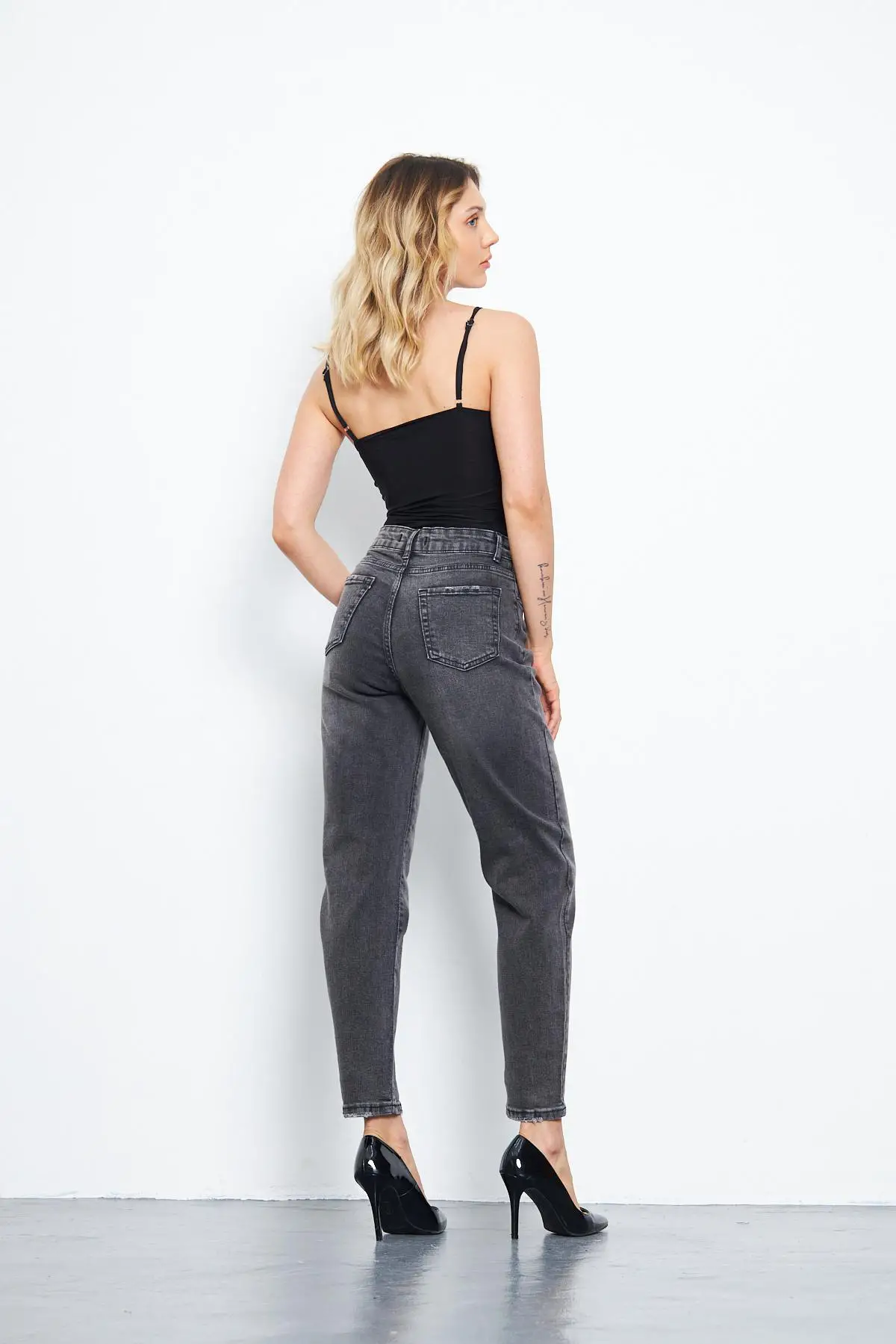 Kadın Mom Kot Pantolon Siyah 1268-57