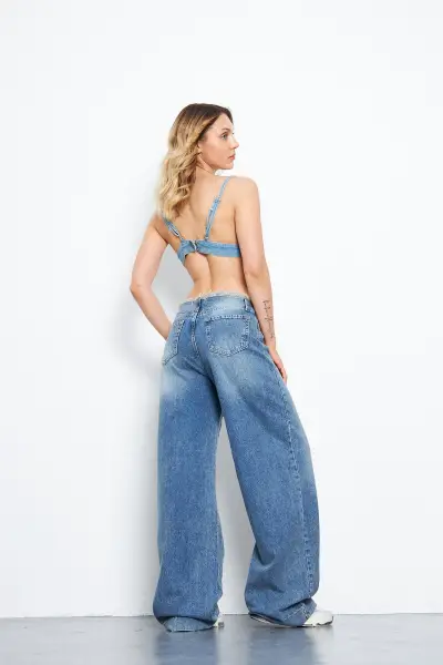 Kadın Wide Leg Pantolon Tint Mavi 1387-14