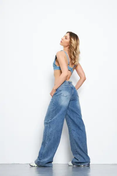 Kadın Wide Leg Pantolon Tint Mavi 1387-14