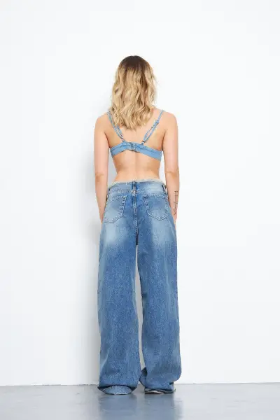 Kadın Wide Leg Pantolon Tint Mavi 1387-14