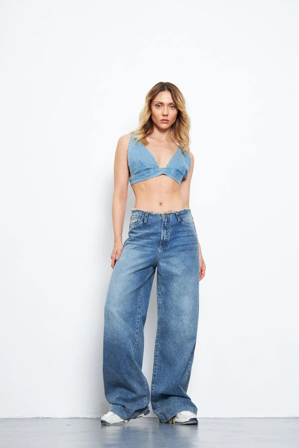 Kadın Wide Leg Pantolon Tint Mavi 1387-14