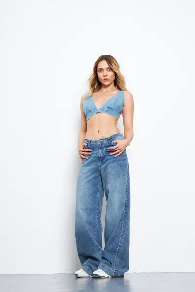 Kadın Wide Leg Pantolon Tint Mavi 1387-14
