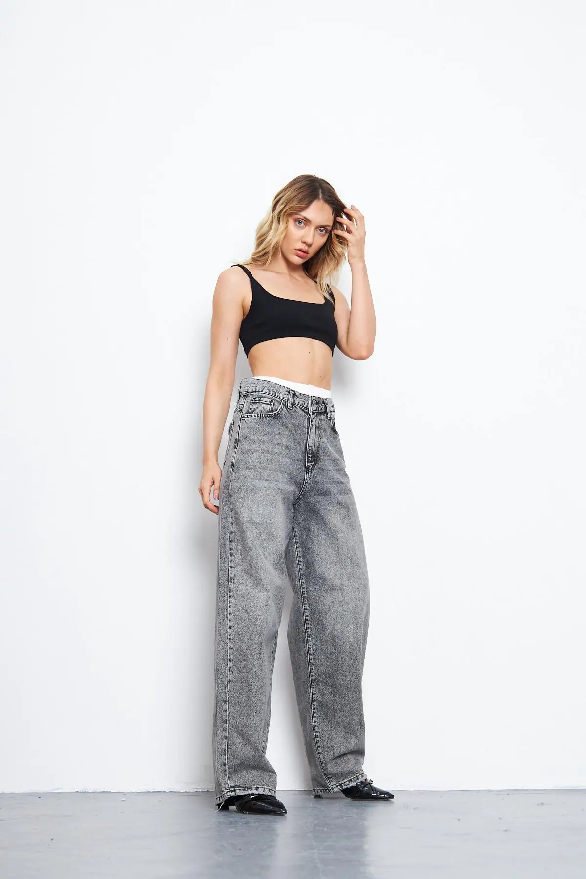 Kadın Baggy Pantolon Füme 1337-159