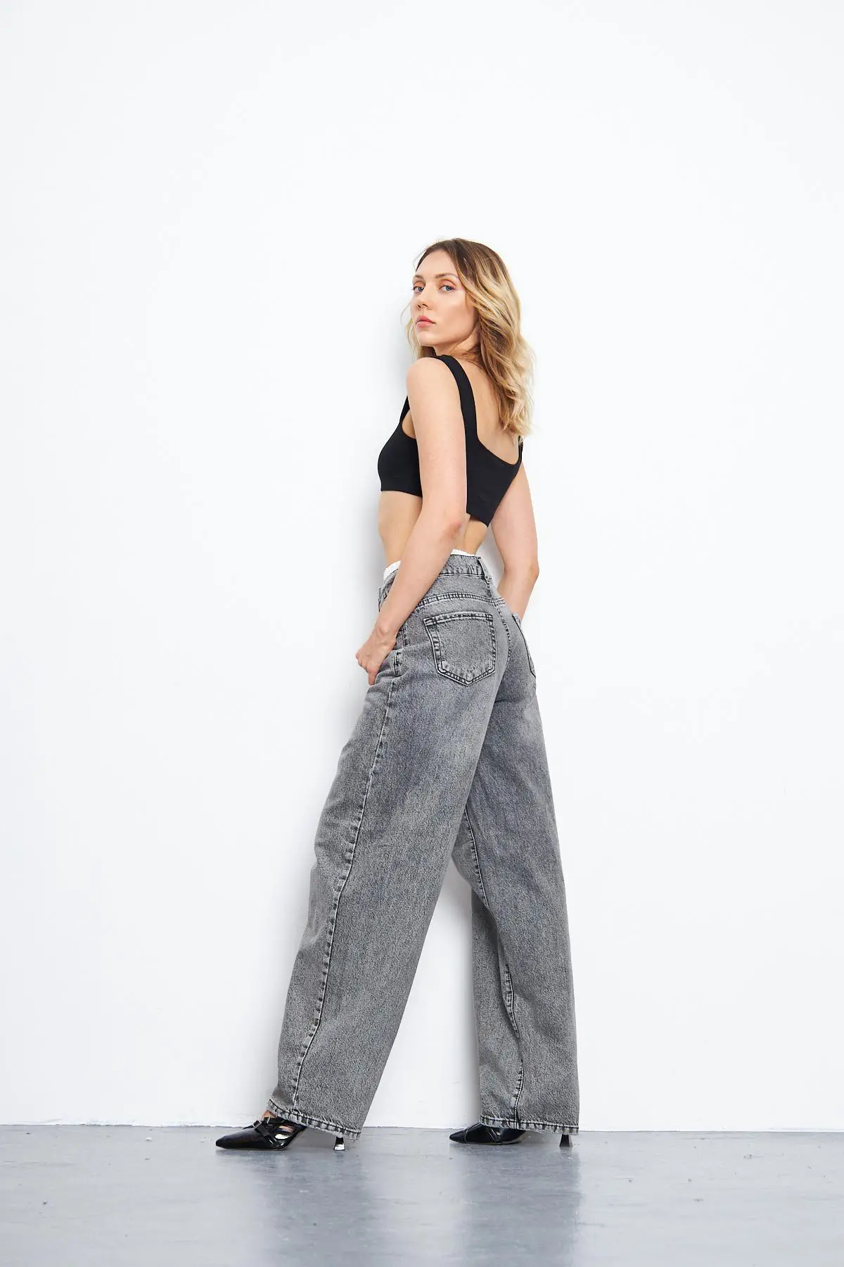 Kadın Baggy Pantolon Füme 1337-159