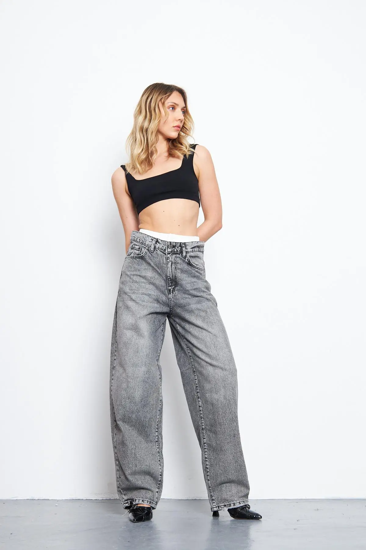 Kadın Baggy Pantolon Füme 1337-159