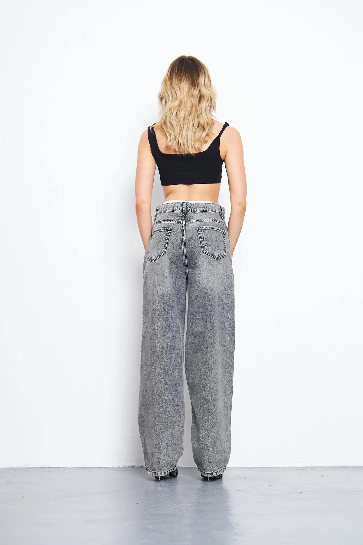 Kadın Baggy Pantolon Füme 1337-159