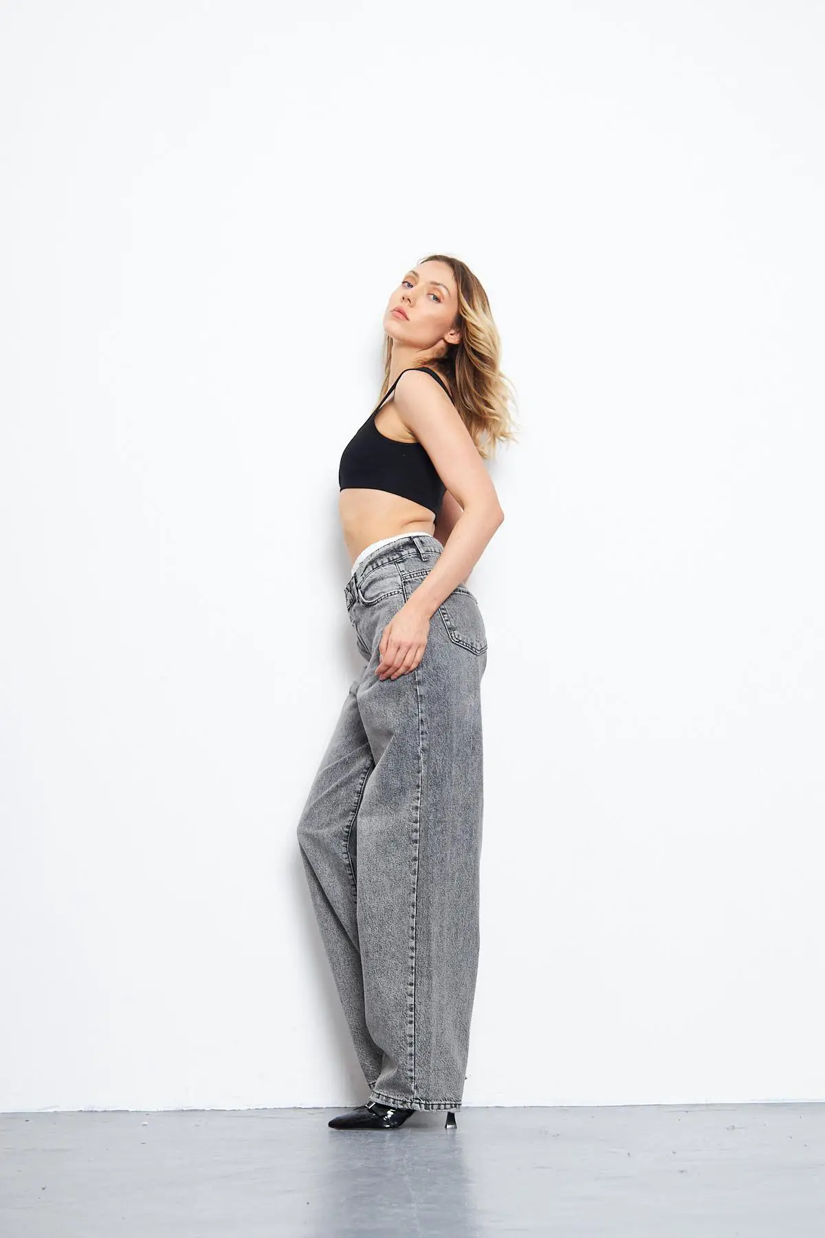 Kadın Baggy Pantolon Füme 1337-159