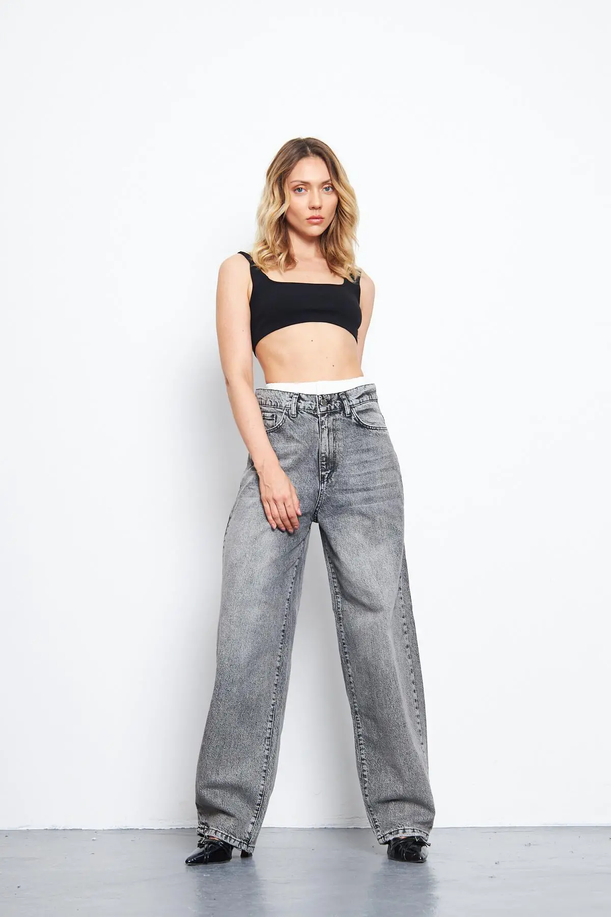 Kadın Baggy Pantolon Füme 1337-159