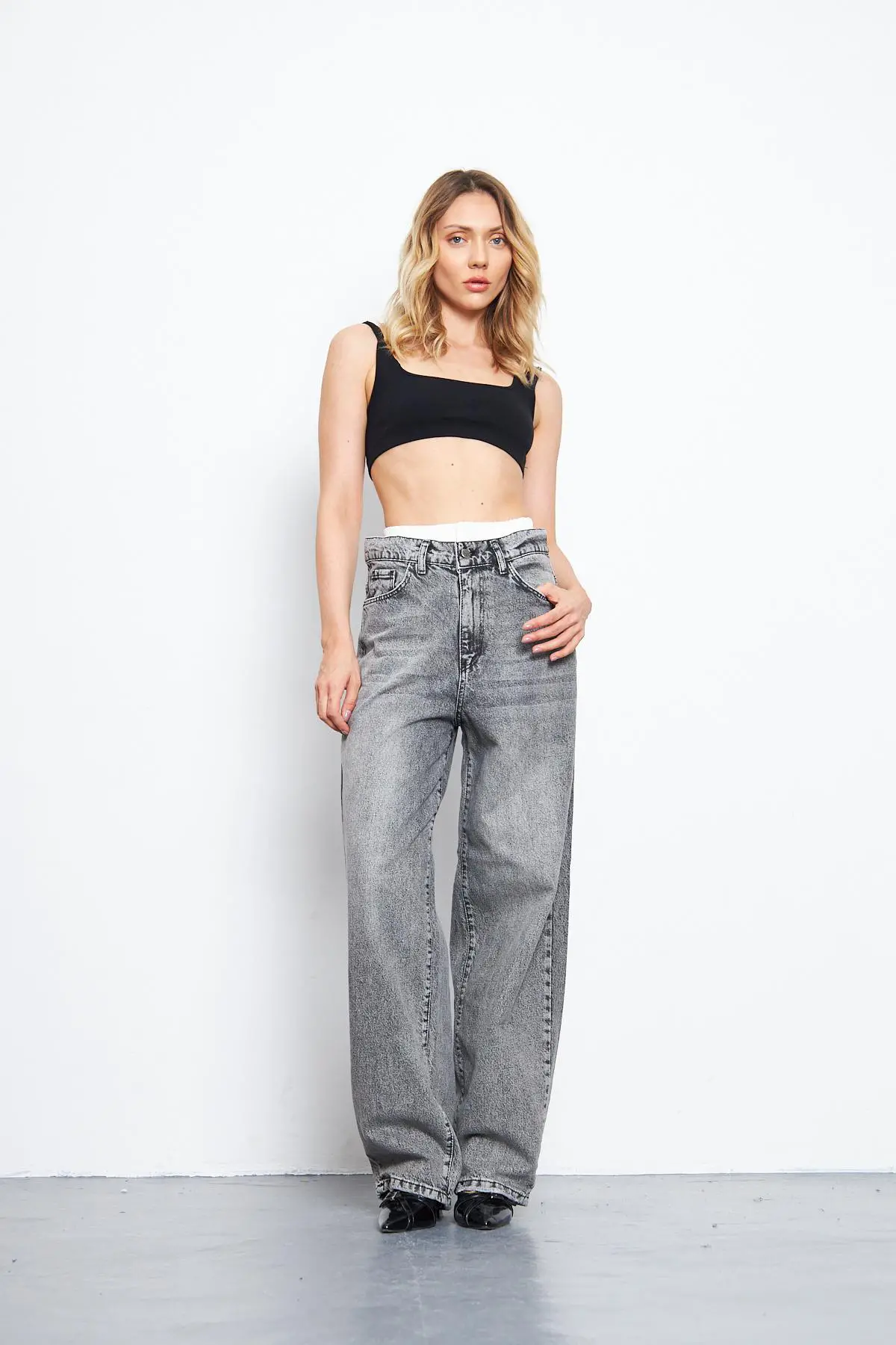 Kadın Baggy Pantolon Füme 1337-159