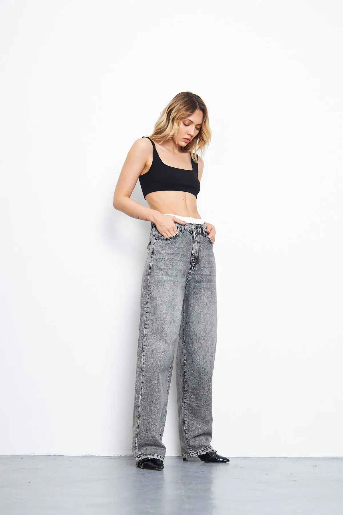 Kadın Baggy Pantolon Füme 1337-159