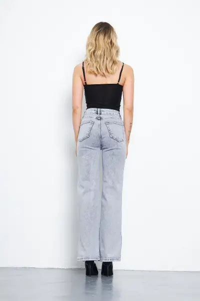 Kadın Wide Leg Pantolon Füme 355-60