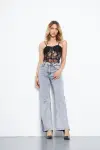 Kadın Wide Leg Pantolon Füme 355-60