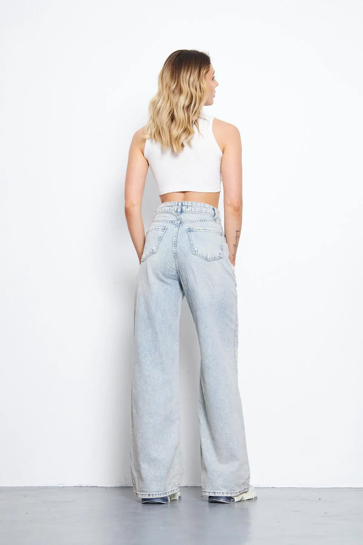 Kadın Wide Leg Pantolon Modelli Buz Mavi 1391-131