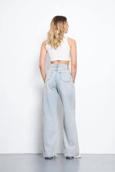 Kadın Wide Leg Pantolon Modelli Buz Mavi 1391-131