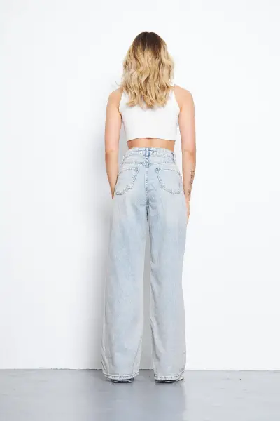 Kadın Wide Leg Pantolon Modelli Buz Mavi 1391-131