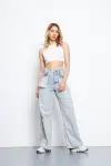 Kadın Wide Leg Pantolon Modelli Buz Mavi 1391-131