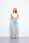 Kadın Wide Leg Pantolon Modelli Buz Mavi 1391-131