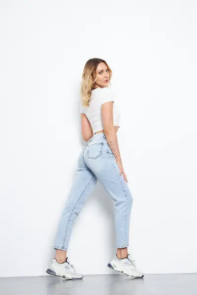 Kadın Mom Pantolon Buz Mavi 264-07