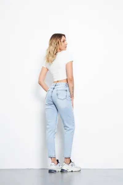 Kadın Mom Pantolon Buz Mavi 264-07