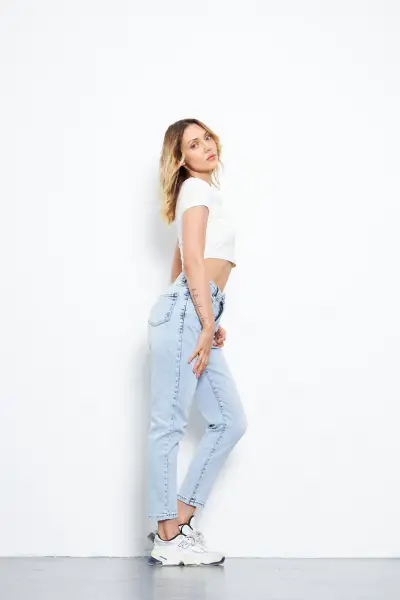 Kadın Mom Pantolon Buz Mavi 264-07