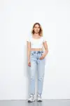 Kadın Mom Pantolon Buz Mavi 264-07