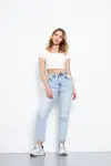 Kadın Mom Pantolon Buz Mavi 264-07